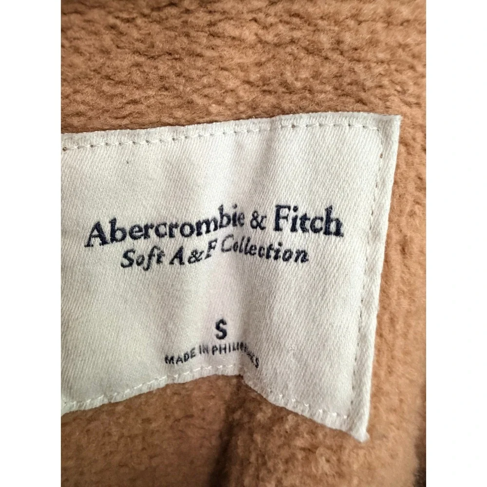 Abercrombie & Fitch Soft A&F Collection Ruched Sleeve Sweatshirt Tan Small